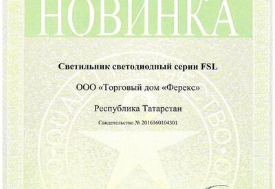 Светильник FSL - новинка конкурса «100 лучших товаров России» 2016
